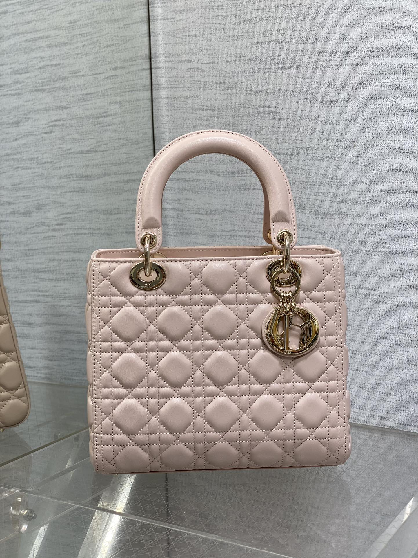 Medium Lady Dior Bag Powder Pink Cannage Lambskin